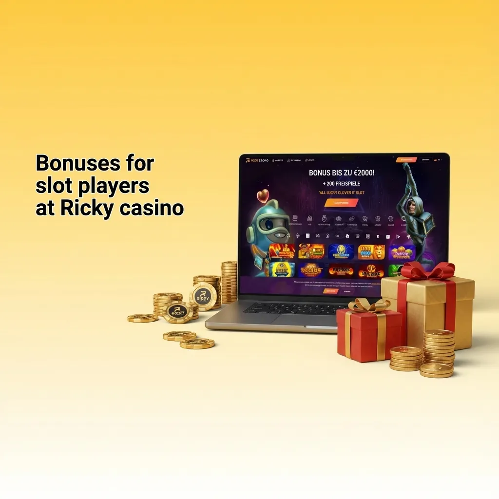 Ricky casino slot bonuses promo banner showing welcome offer, AU$7,500 + 550 free spins, and ongoing rewards for pokies players