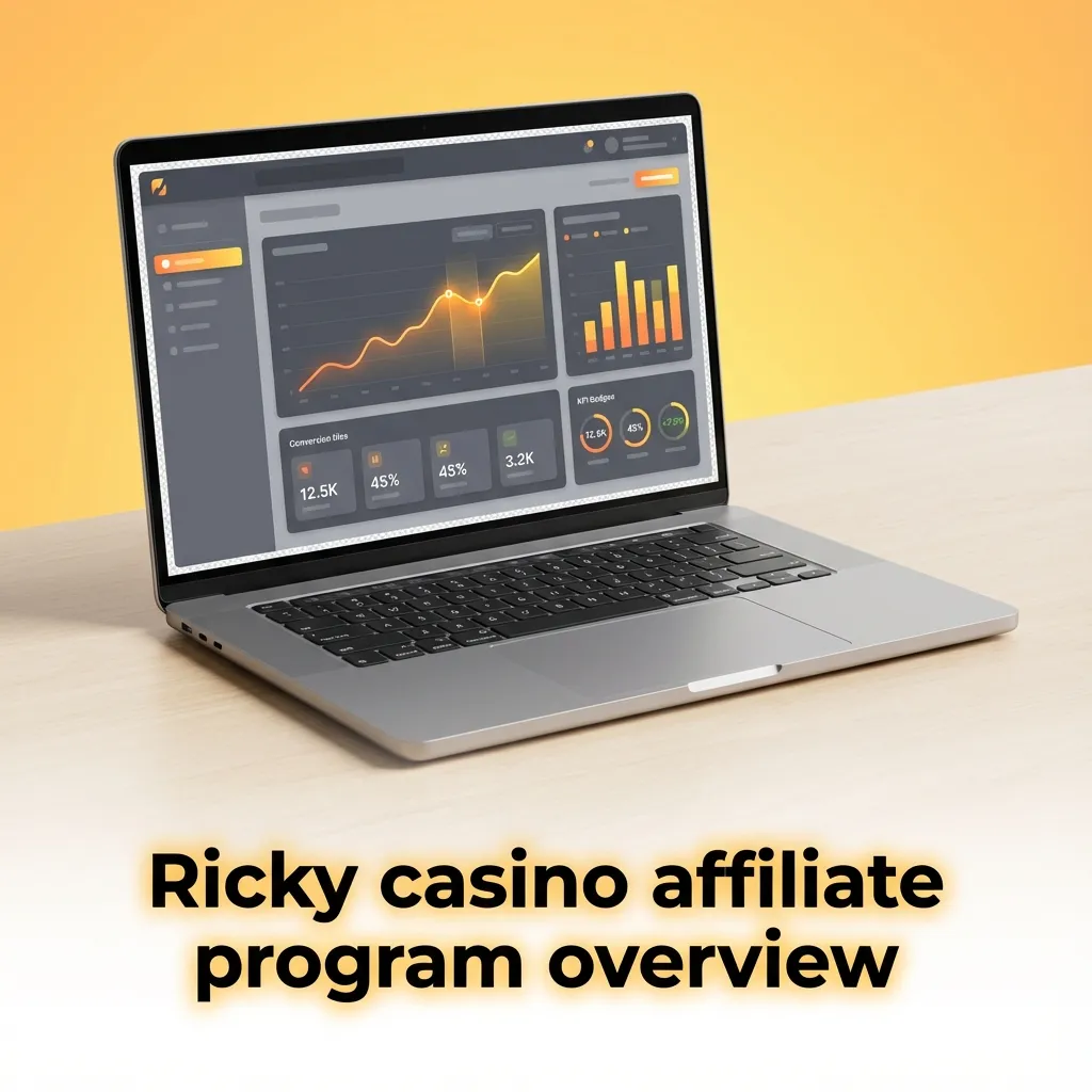 Infographic explaining Ricky casino affiliate program benefits, revenue share tiers, tracking tools, and marketing support