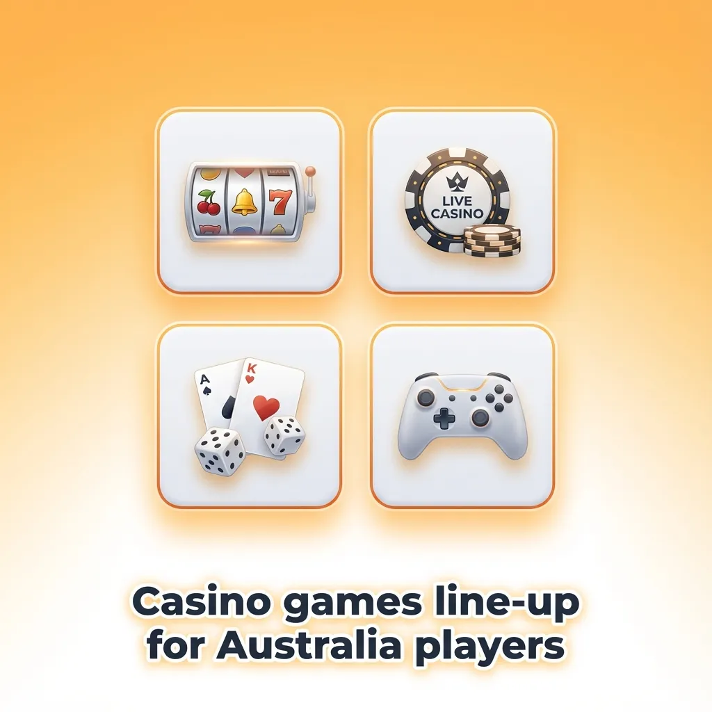 Colorful online casino lobby showing pokies, live dealer tables, jackpots and instant-win games for Australian players