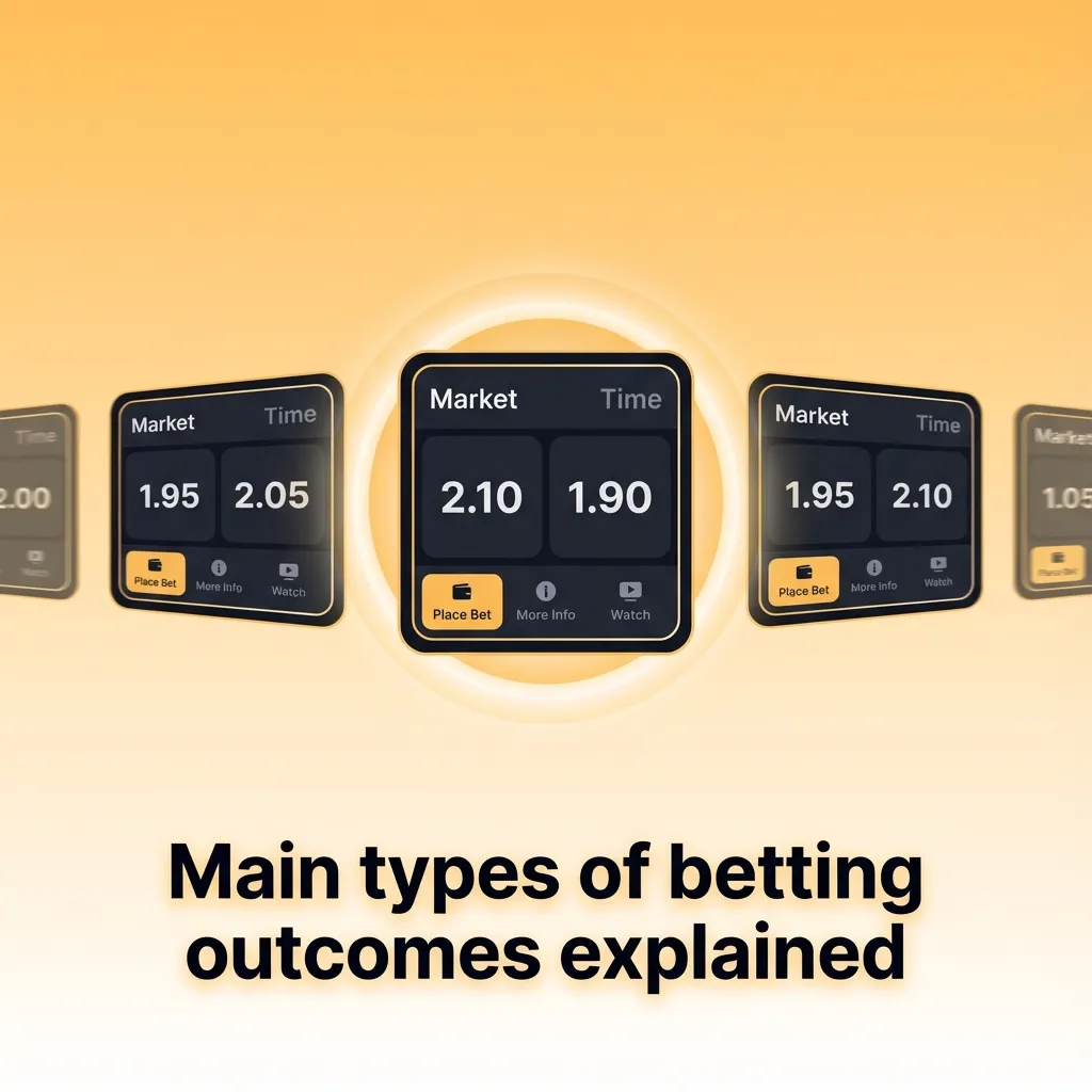 Infographic showing 1X2 match result, handicap lines, totals, both teams to score, and player performance betting outcomes