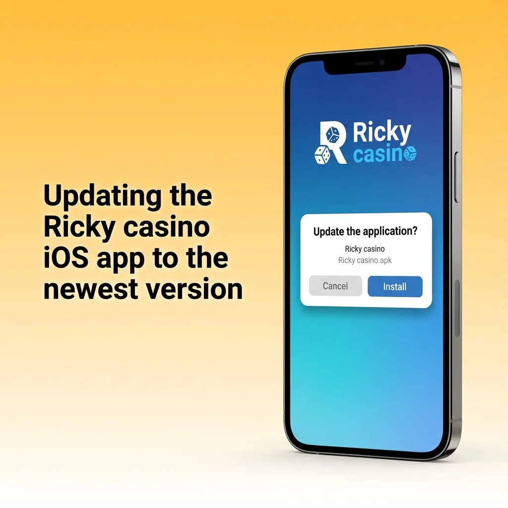 Person tapping the Ricky casino PWA icon on an iPhone, showing instant update to the latest mobile casino version
