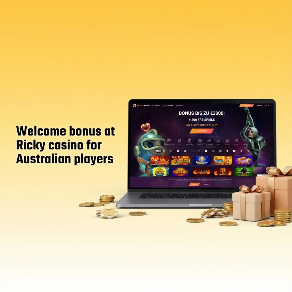 Banner promoting Ricky Casino AU$7,500 or 2,400 USDT welcome bonus plus 550 free spins for new Australian players