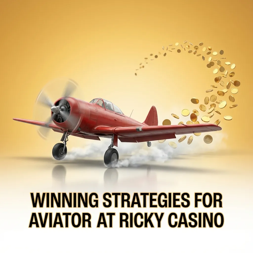 Illustrated Aviator game screen at Ricky Casino with highlighted tips on multipliers, cash-outs, and bankroll management strategies